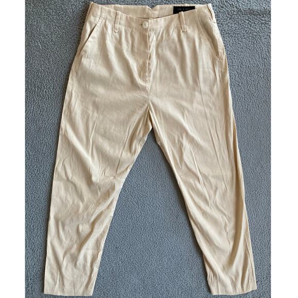 rag & bone Pants - Rag & Bone Pants 6 Small Linen Stretch Straight Leg High Rise Beige Cream Beach